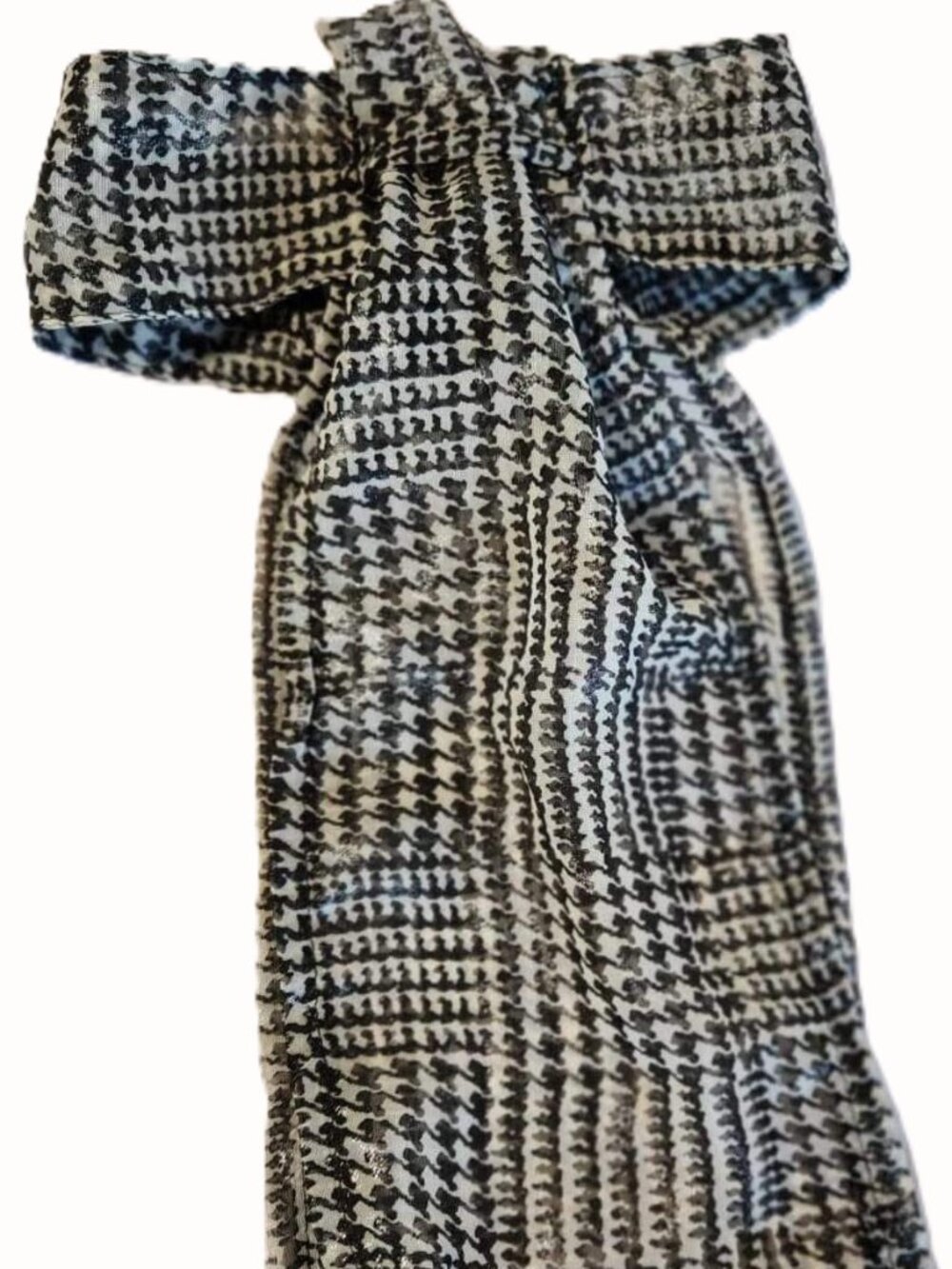 STOCK TIE for Equestrians Pre-Tied Black & Ivory HOUNDSTOOTH OSFA by ORNAMENTS